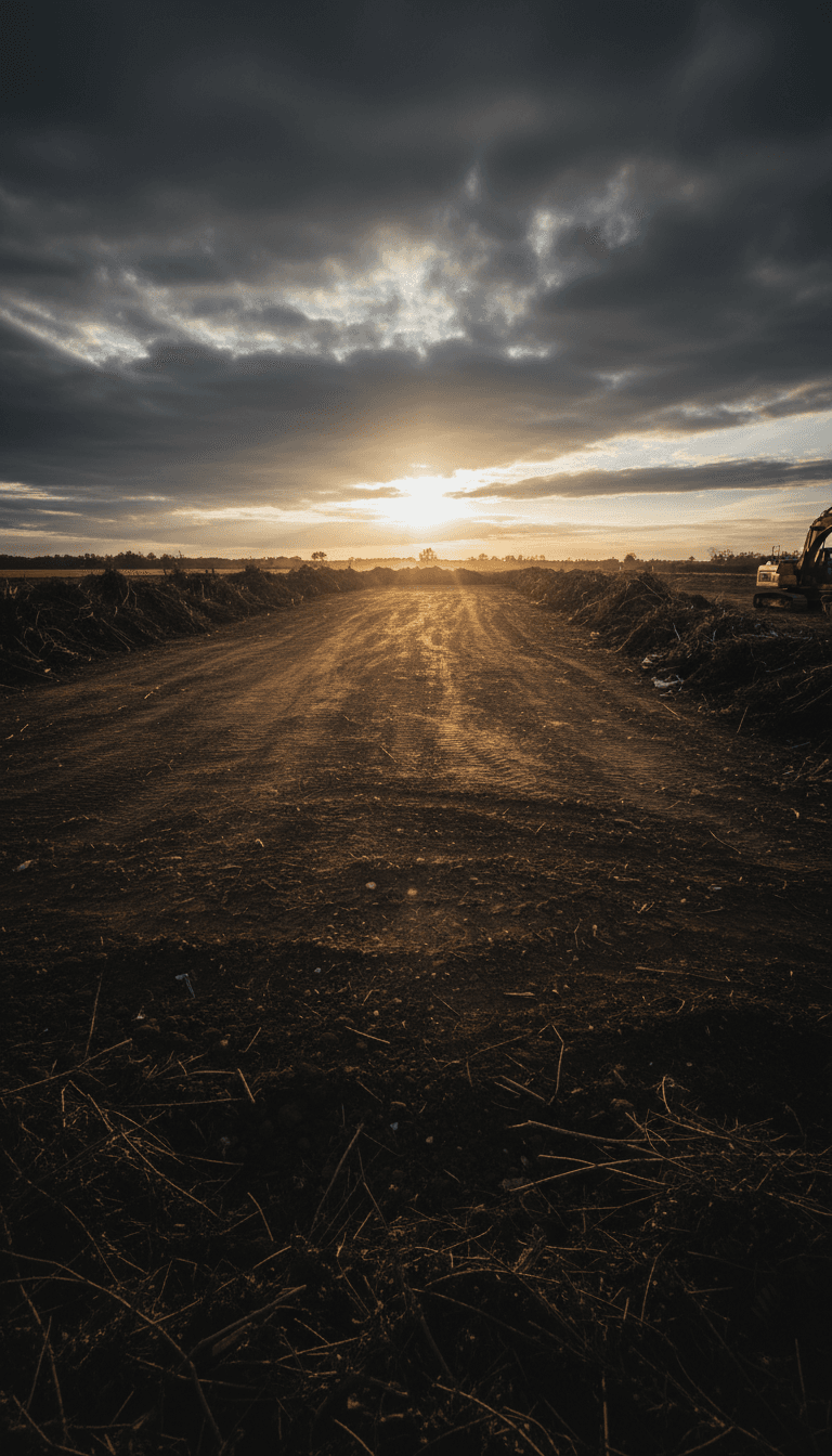 Fully cleared lot with debris removal and site preparation complete