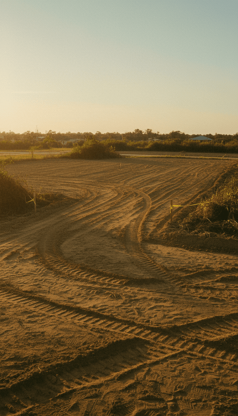 Newly graded residential lot ready for house pad construction