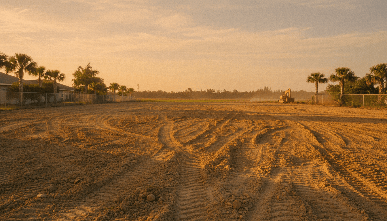 Professionally graded and cleared residential lot prepared for new construction